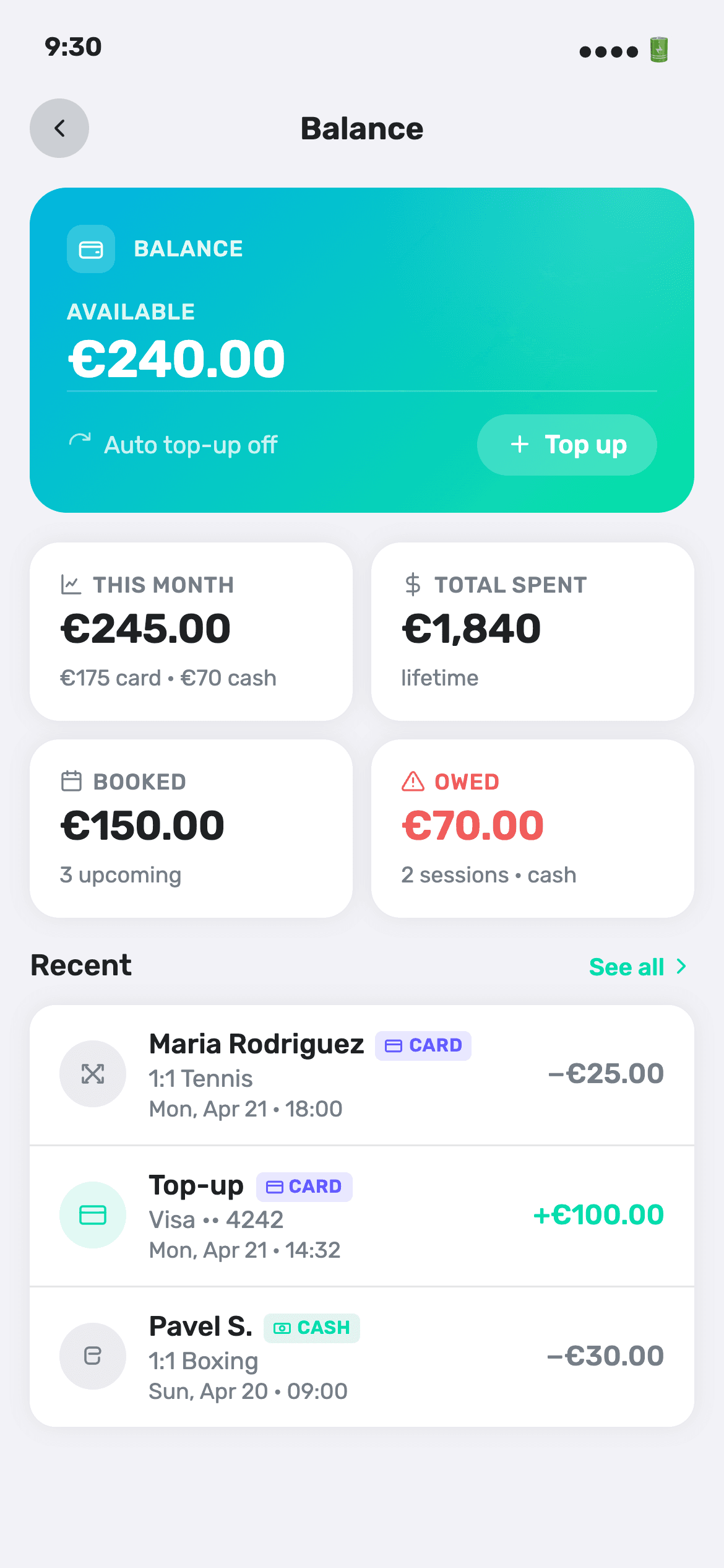 321Fit app, screen 5