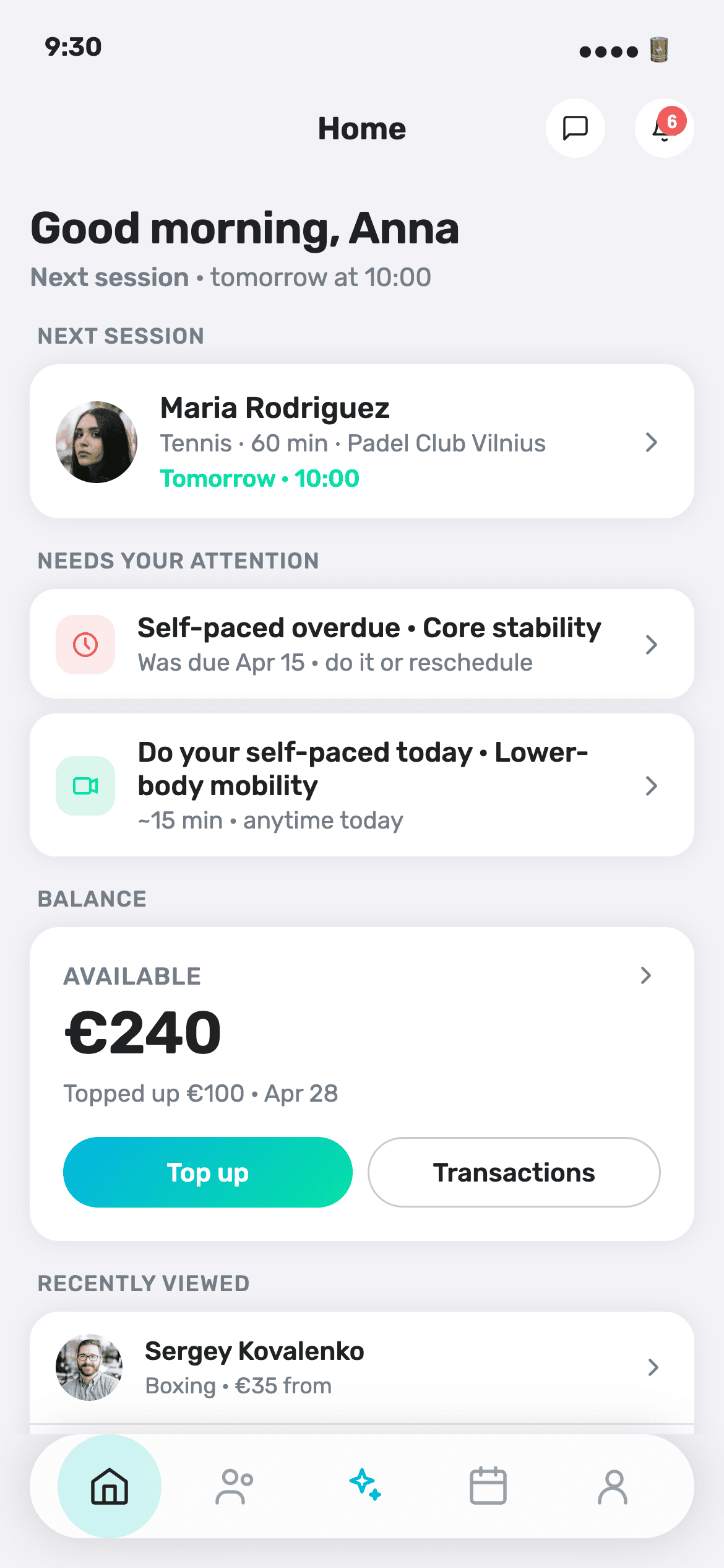 321Fit app, screen 1